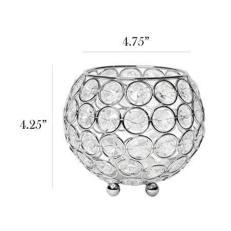 Elegant Designs Elipse Crystal and Chrome 4.25 Inch Circular Candle Holder HG1006-CHR